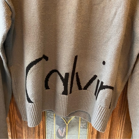 Vintage Womens Calvin Klein Jeans Y2K Gray & Black Mock Turtleneck Sweater Sz XL - Picture 2 of 10